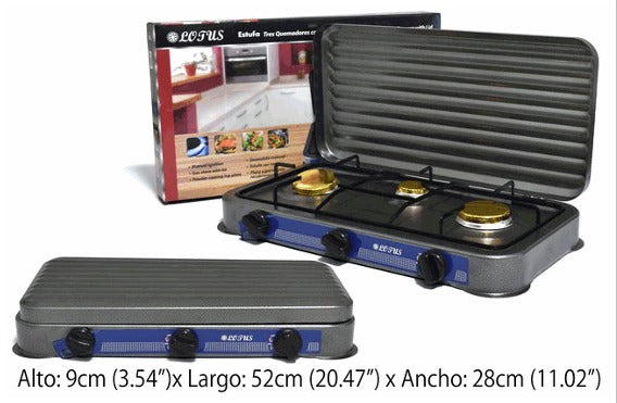 Cocina de gas de 3 quemadores