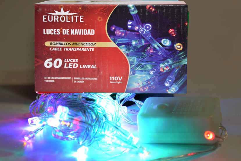 61TM LUZ 60L C. TRANSPARENTE LUZ MULTICOLOR