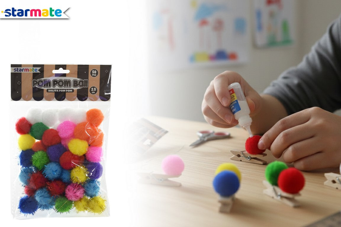 POMPONES PARA MANUALIDADES x50