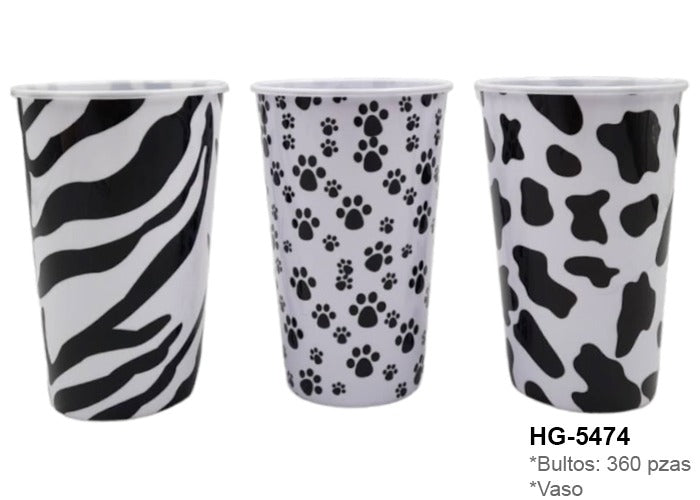 VASO PLASTIDO HUELLAS DOCENA