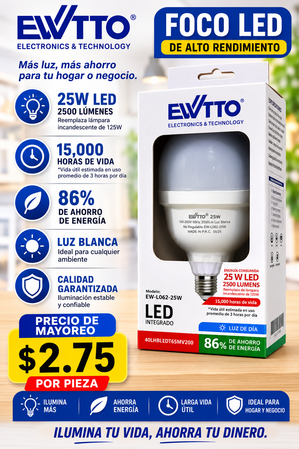 Foco led 25w Ewtto