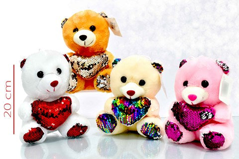 OSO DE PELUCHE CORAZON CON BRILLO 20CM 1774