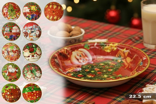 BANDEJA PLASTICA NAVIDEÑA 22.5cm DOCENA