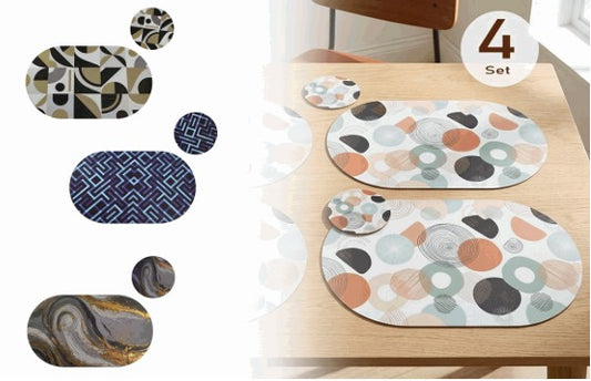 SER 4 INDIVIDUALES Y PORTA VASO POLYESTER