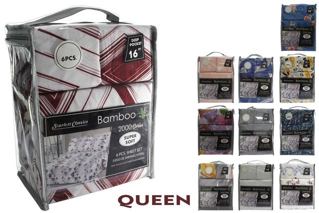 JUEGO DE SABANAS C/FUNDAS BAMBU QUEEN 6pzs