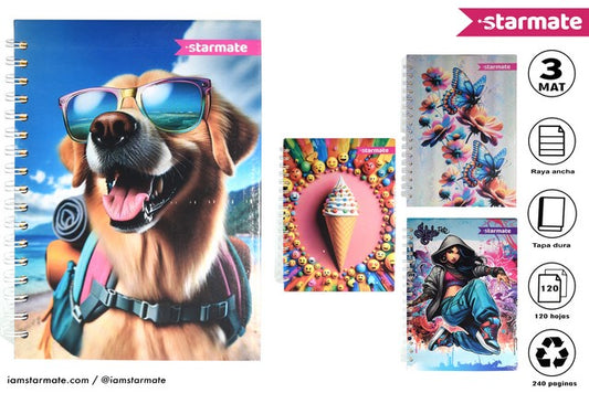 CUADERNO ESPIRAL 3MAT 20*27cm