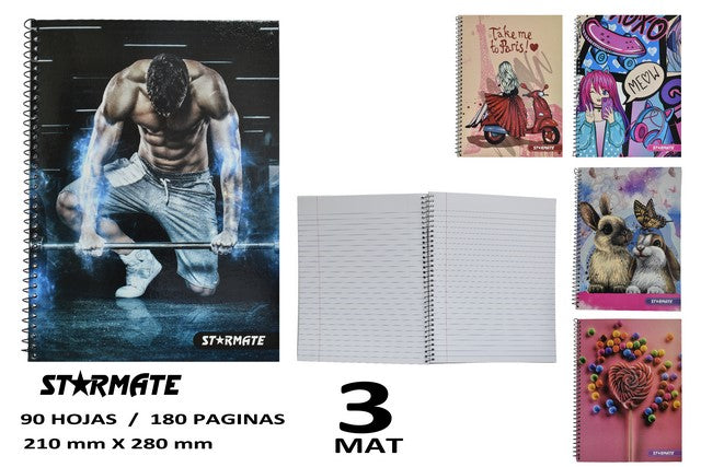 CUADERNO ESPIRAL 90HOJAS  3 MATERIAS