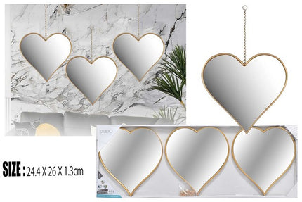 SET 3 ESPEJO CORAZON