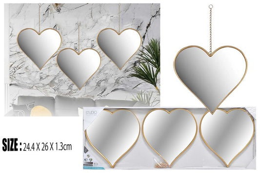 SET 3 ESPEJO CORAZON