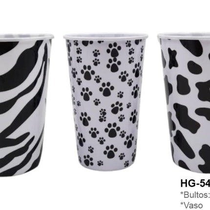 VASO PLASTIDO HUELLAS DOCENA