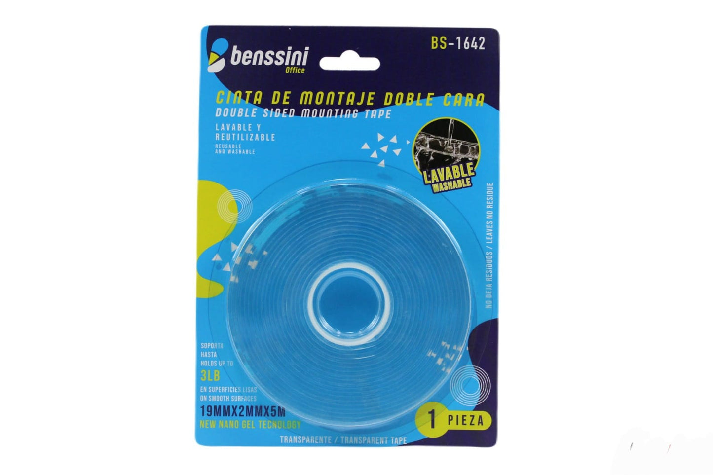 1642 cinta doble cara transparente 5mts