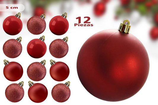 411 ESFERA NAVIDEÑA ROJA X12  5cm