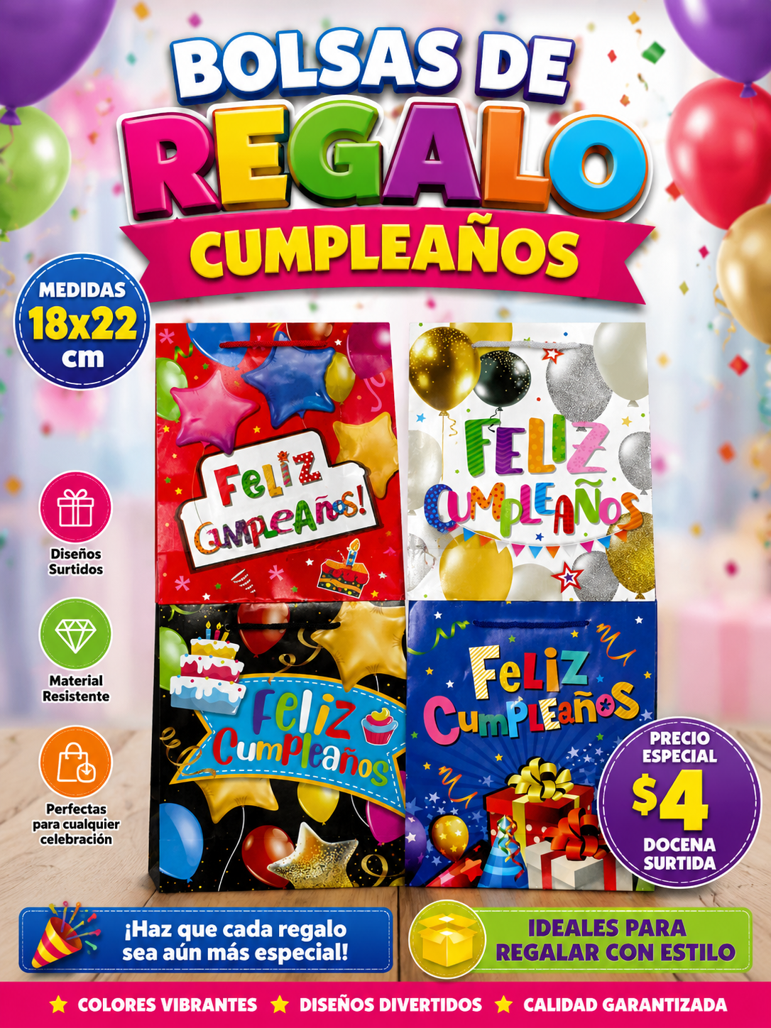 Bolsa de regalo cumpleaños docena