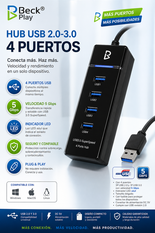 Regleta USB 4 puertos