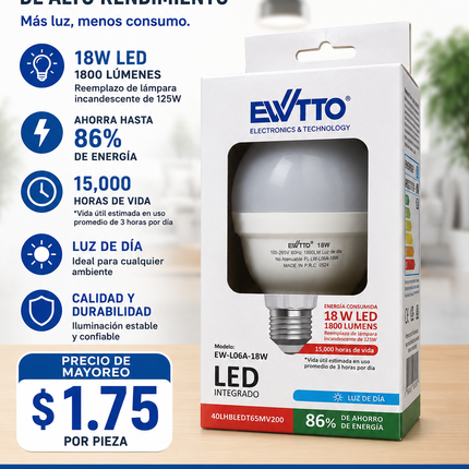 Foco led 18w Ewtto