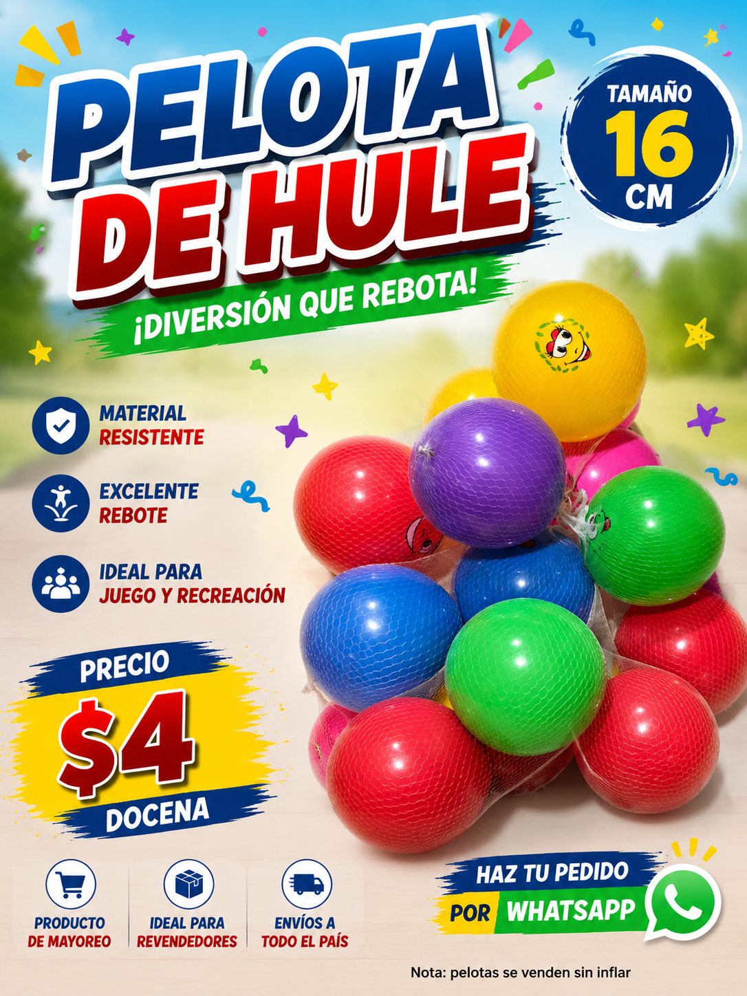 Pelota de hule carita docena