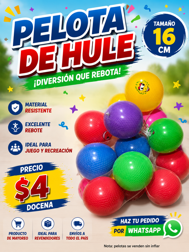 Pelota de hule carita docena