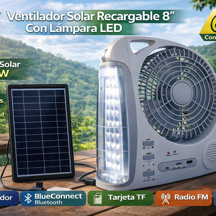 Ventilador, lampara y bocina Solar
