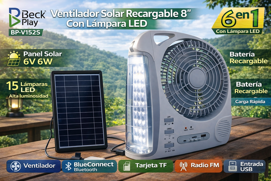 Ventilador, lampara y bocina Solar