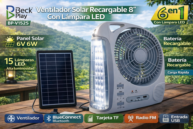 Ventilador, lampara y bocina Solar