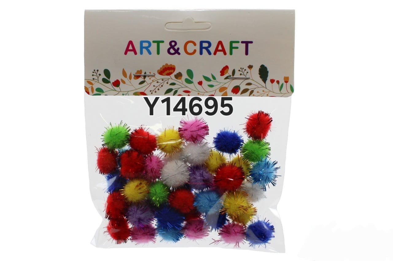 Pompones para manualidades 1.5cm multicolor x45