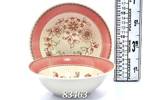 Plato hondo porcelana flores 7" docena