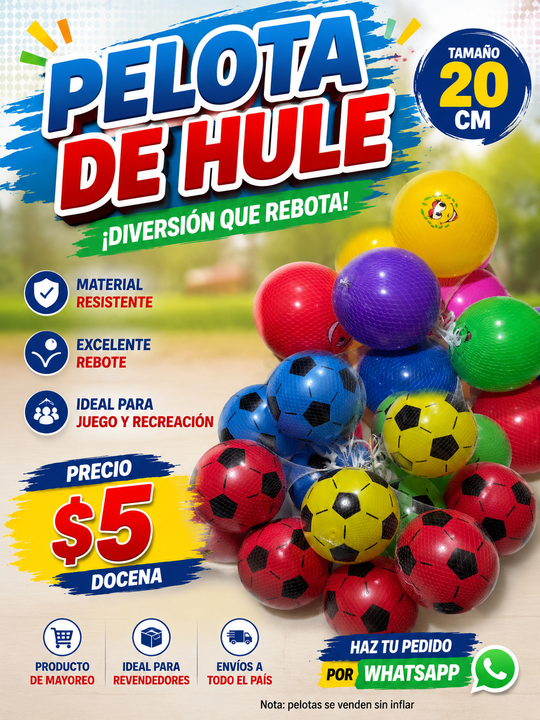 Pelota hule 20cm docena