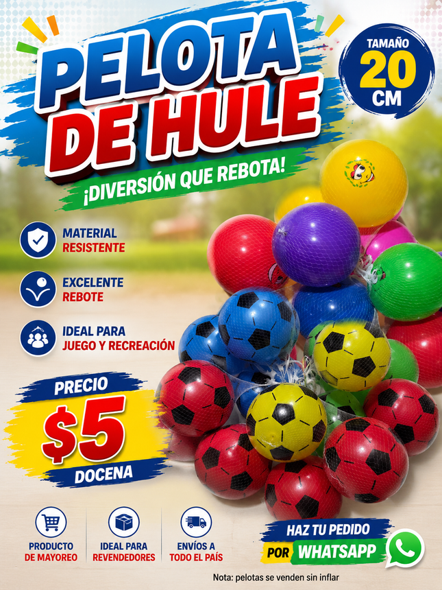 Pelota hule 20cm docena
