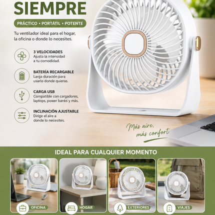 Ventilador de mesa recargable
